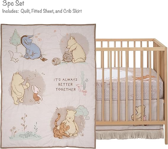 Lambs & Ivy Disney Baby Pooh Bear & Pals Cotton 3Piece Nursery Crib Bedding Set